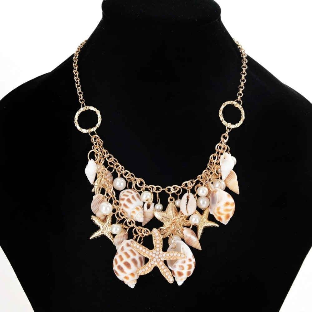 Boho Conch Starfish Shell Pendant Necklace